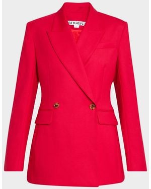 Argent Cooper Double-Breasted Seasonless Wool Blazer - Red