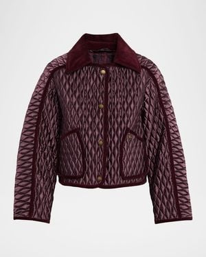 Burberry Mahogany Floriston Cropped Quilted Nylon Jacket - Purple