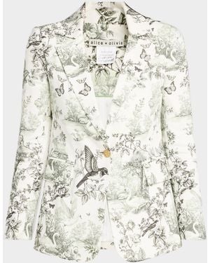 Alice + Olivia Macey Notch-Collar Blazer - White