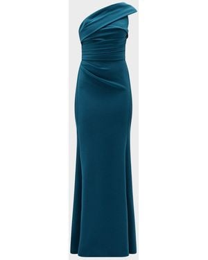 Amsale Strapless Floral Ankle-Length Dress - Blue