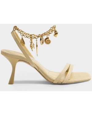 Jonathan Simkhai Caspian 80Mm Charm-Embellished Raffia Sandals - Metallic