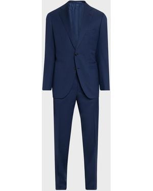 Cesare Attolini Apos;S Wool Chevron 130 Two-Piece Suit - Blue