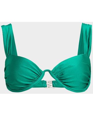 Jonathan Simkhai Anniston Ruched Bikini Top - Green