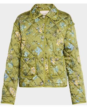 Cinq À Sept Windswept Floral Quilted Jacket - Green