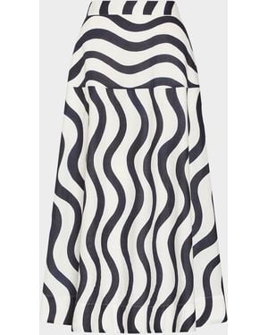 MILLY Lona Printed Midi Skirt - White
