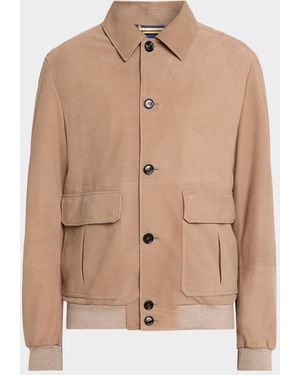 Stefano Ricci Apos;S Suede Button-Front Shirt Jacket - Natural