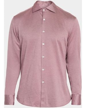 Canali Apos;S Cotton & Lyocell Sport Shirt - Pink