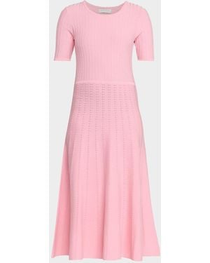 Tahari The Carla Ribbed Knit Midi Sweater Dress - Pink