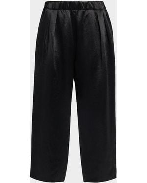 Maria McManus Lyocell Wide-Leg Crop Pull-On Pants - Black