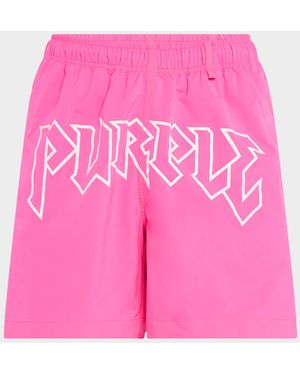 Purple Logo Lettering Swim Shorts - Pink