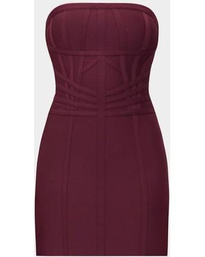 Hervé Léger The Jannette Strapless Mini Dress - Purple