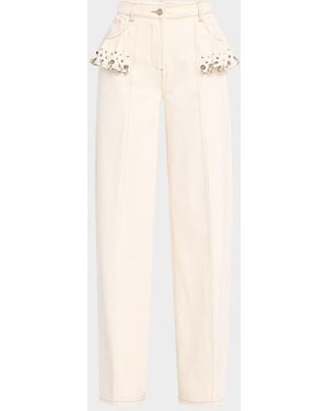 AKNVAS Avery Ruffled Jeans With Rings - Natural