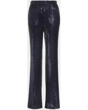 Ramy Brook Olivian Sequined Straight-Leg Pants - Blue