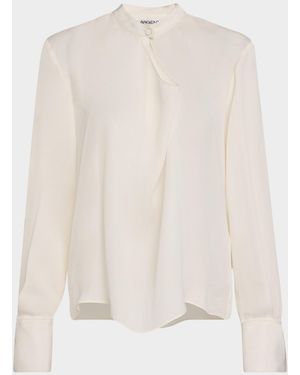 Argent Cutout Silk Double Georgette Blouse - Natural
