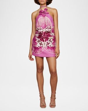 AMUR Everlee Orchid Print Mini Dress - Red