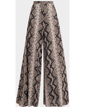 LAPOINTE Snakeskin-Print Mesh Wide-Leg Pants - White