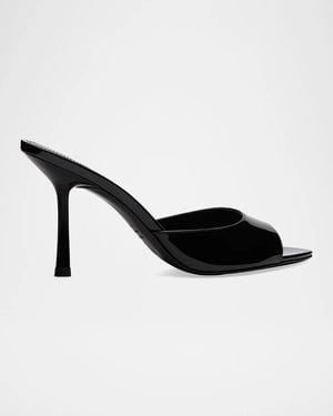 Stuart Weitzman 85Mm Lexington Patent Leather Mules - Black
