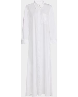 Twp Jenny & Apos;S Gown Oversized Embellished Cotton Poplin Shirtdress - White