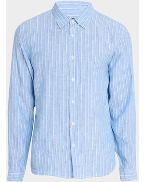 Theory Apos;S Irving Grid Check Linen Shirt - Blue