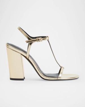 Jonathan Simkhai 90Mm Stacey Metallic Leather T-Strap Sandals - Natural