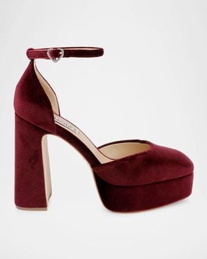 Badgley Mischka Jayda Ankle-Strap Platform Pumps - Red