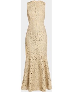 Shoshanna Reese Metallic Lace Gown - Natural