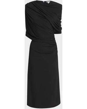 striped knit cape style midi dress by stella mccartney Stella McCartney Women's Draped Cape Midi-Dress - Black