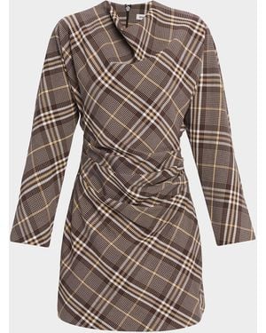 Jonathan Simkhai Harpor Satin Long-Sleeve Mini Dress - Brown