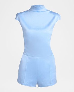 Tom Ford Washed Cotton Silk Blend Duchess Romper - Blue