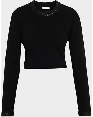 A.L.C. Marley Sequined Long-Sleeve Crop Top - Black