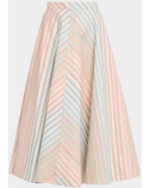 Christopher John Rogers Crayon Stripe Circle Skirt - Natural