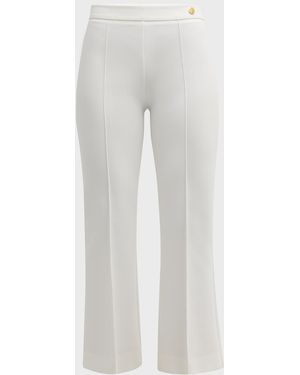 Callas Milano Lola Cropped Pintuck Flare-Leg Pants - White