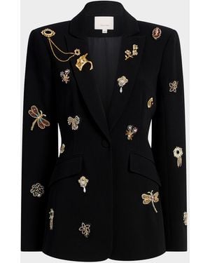 Cinq À Sept Cheyenne Beaded Blazer With Brooches - Black