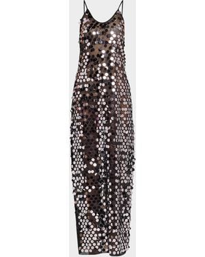 Zankov Sydney Sequined Metallic Maxi Cami Dress - White