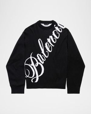 Balenciaga Drop Shoulder Cotton Sweater - Black