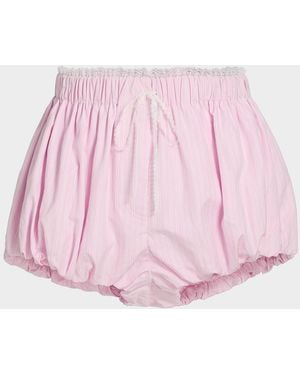 LoveShackFancy Sparrow Lace-Trimmed Striped Cotton Shorts - Pink