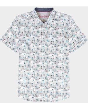 Robert Graham Embarcadero Geometric Cotton Short-Sleeve Shirt - White