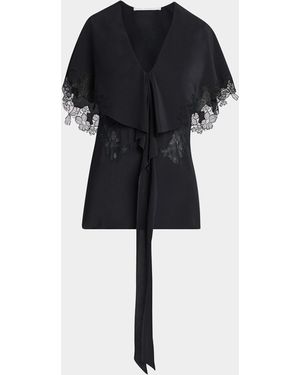 Stella McCartney Lace Cape Silk Blouse - Black