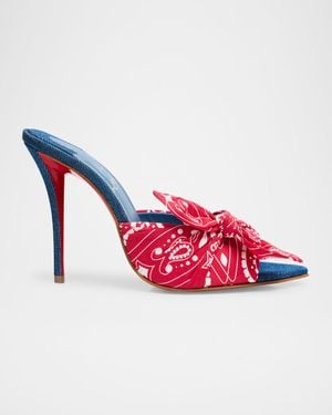 Christian Louboutin Miss Z Denim Bandana Sole Mule Pumps - Pink