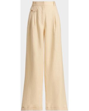 Zimmermann Carousel Linen Wide-Leg Pants - Natural