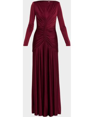 Et Ochs Thea Ruched Glossy Jersey Gown - Red