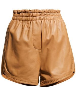 Zeynep Arcay Leather Jogger Shorts - Natural