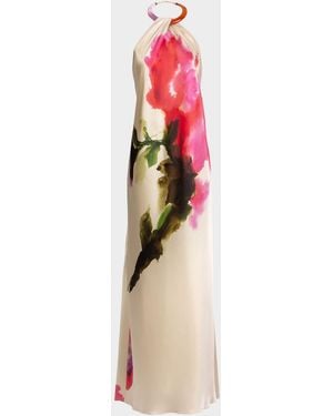 Silvia Tcherassi Jesse Watercolor-Print Backless Halter Dress - Multicolor