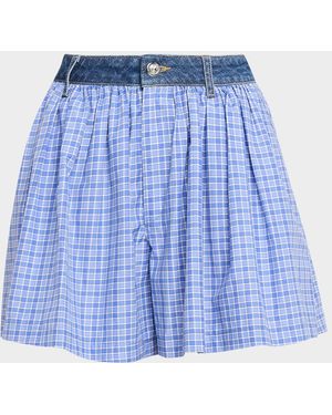 Cinq À Sept Madalyn Wide-Leg Gingham Shorts - Blue