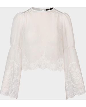Smythe Embroidered Bell-Sleeve Blouse - White