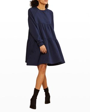 Cynthia Rowley Vail Long-Sleeve Sweatshirt Dress - Blue