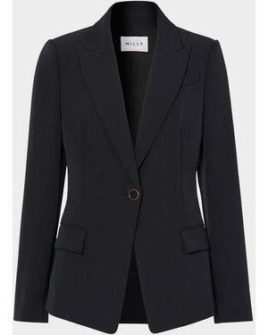 MILLY Avery Single-Button Cady Blazer - White