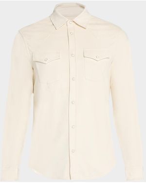 Monfrere Apos;S Eastwood Butter Suede Knit Western Shirt - Natural