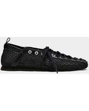 Ganni Sporty Ballerina Mesh Flats - Black