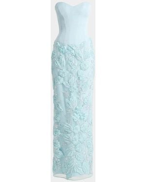 HELSI Julia Sweetheart Strapless Corset Floral Gown - Blue